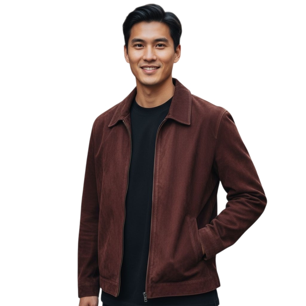Neiman Marcus Vintage Men's Genuine Leather Suede Jacket - Chocolate Brown